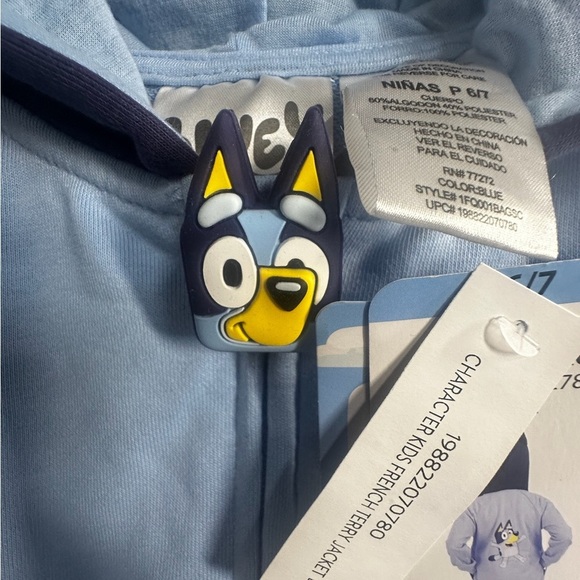 Bluey Blue and White Hooded Sweatshirt with Zipper - Picture 10 of 10